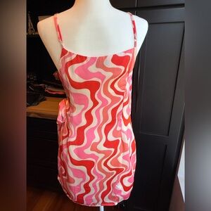 Retro Pink & Red Swirl Wrap Dress
